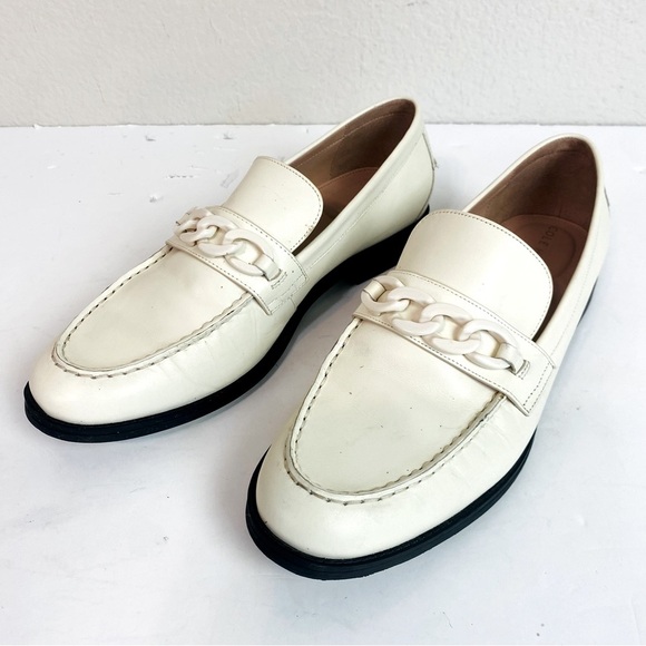 Cole Haan Ivory Leather Stassi Chain Loafer Size 11 - Picture 3 of 7